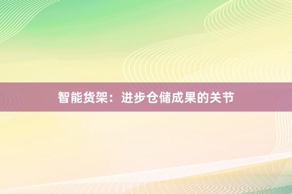 智能货架：进步仓储成果的关节